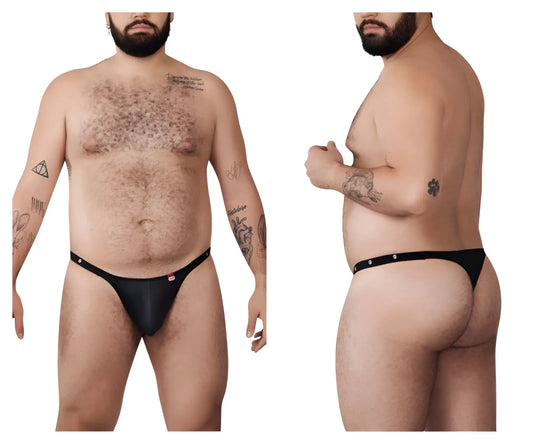 Black Pikante PIK 1025X Perusa thong with a small red logo on the left side of the waistband