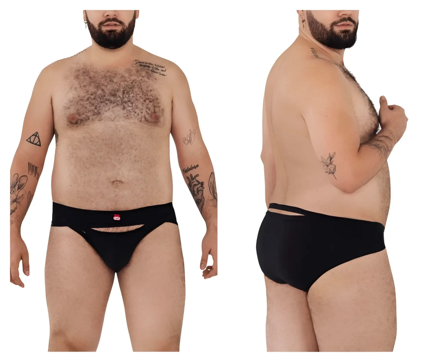 Black Pikante PIK 1026X Verona briefs with central cutout and small red logo on the front made of soft fabric