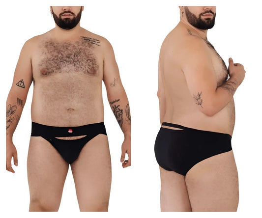 Black Pikante PIK 1026X Verona briefs with central cutout and small red logo on the front made of soft fabric