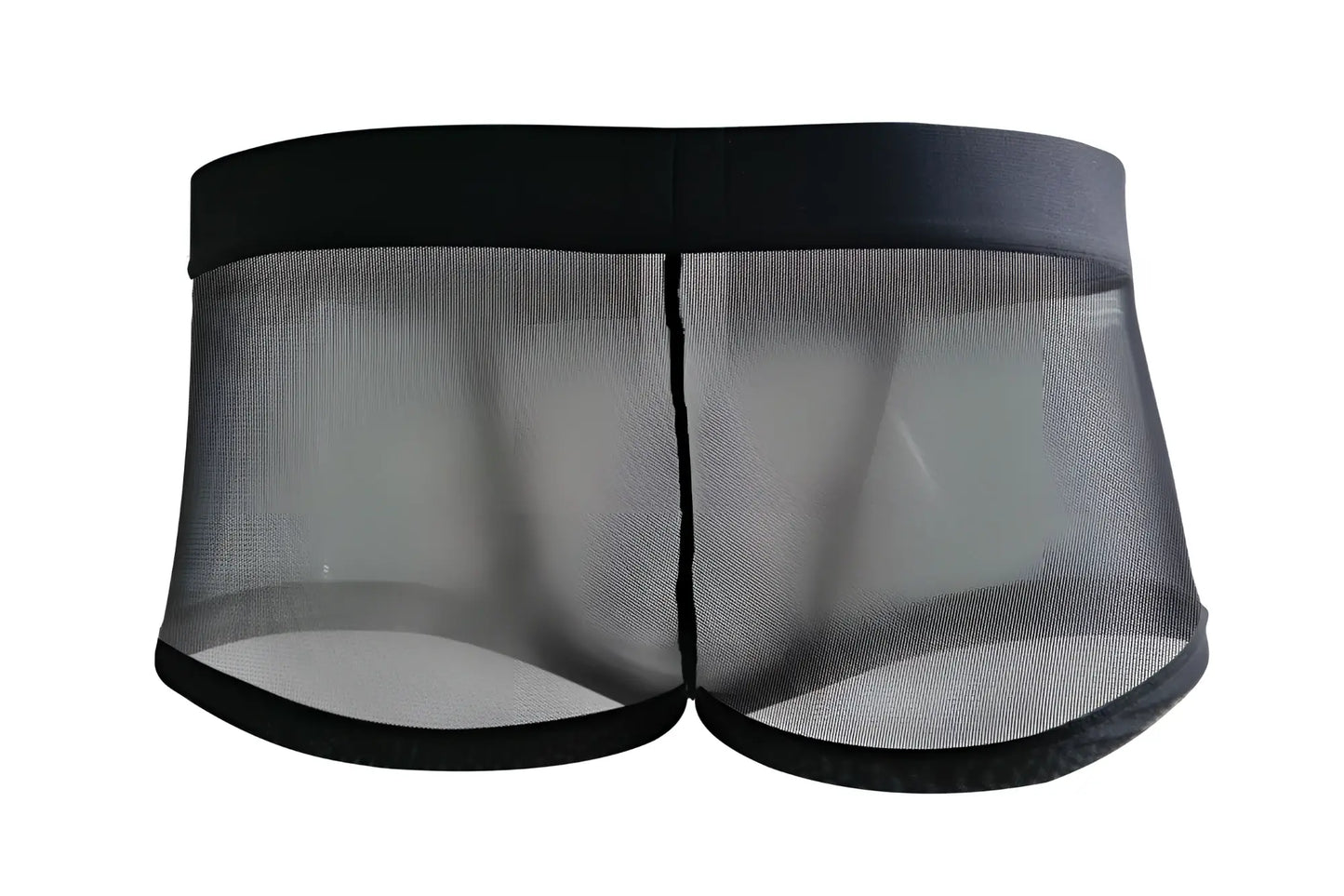 Black pikante pik 1090 burly mesh trunks with black mesh fabric and solid elastic waistband and trim