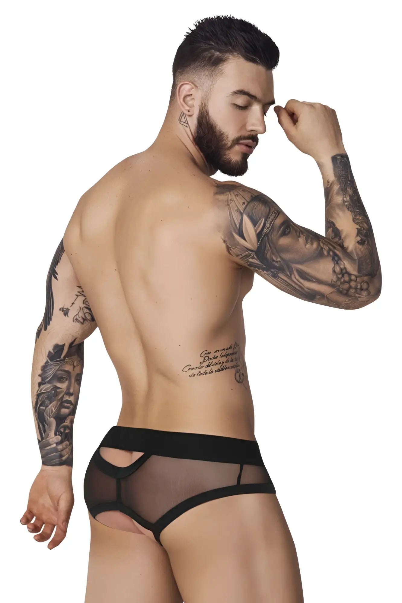 Black Pikante PIK 1091 burly mesh briefs with solid black elastic waistband and leg openings
