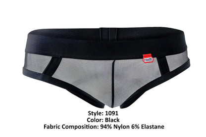 Pikante PIK 1091 burly mesh briefs in black with solid waistband made of 94 nylon and 6 elastane