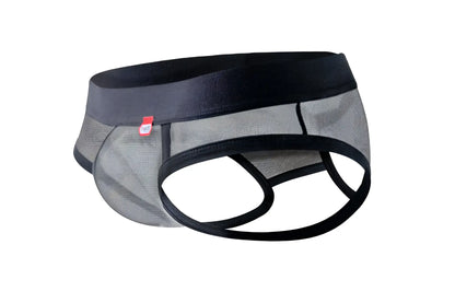Pikante PIK 1091 burly mesh briefs in black featuring a solid waistband and trim in breathable mesh material