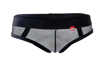 Pikante pik 1091 burly mesh briefs in black feature black mesh fabric with a solid black waistband and trim