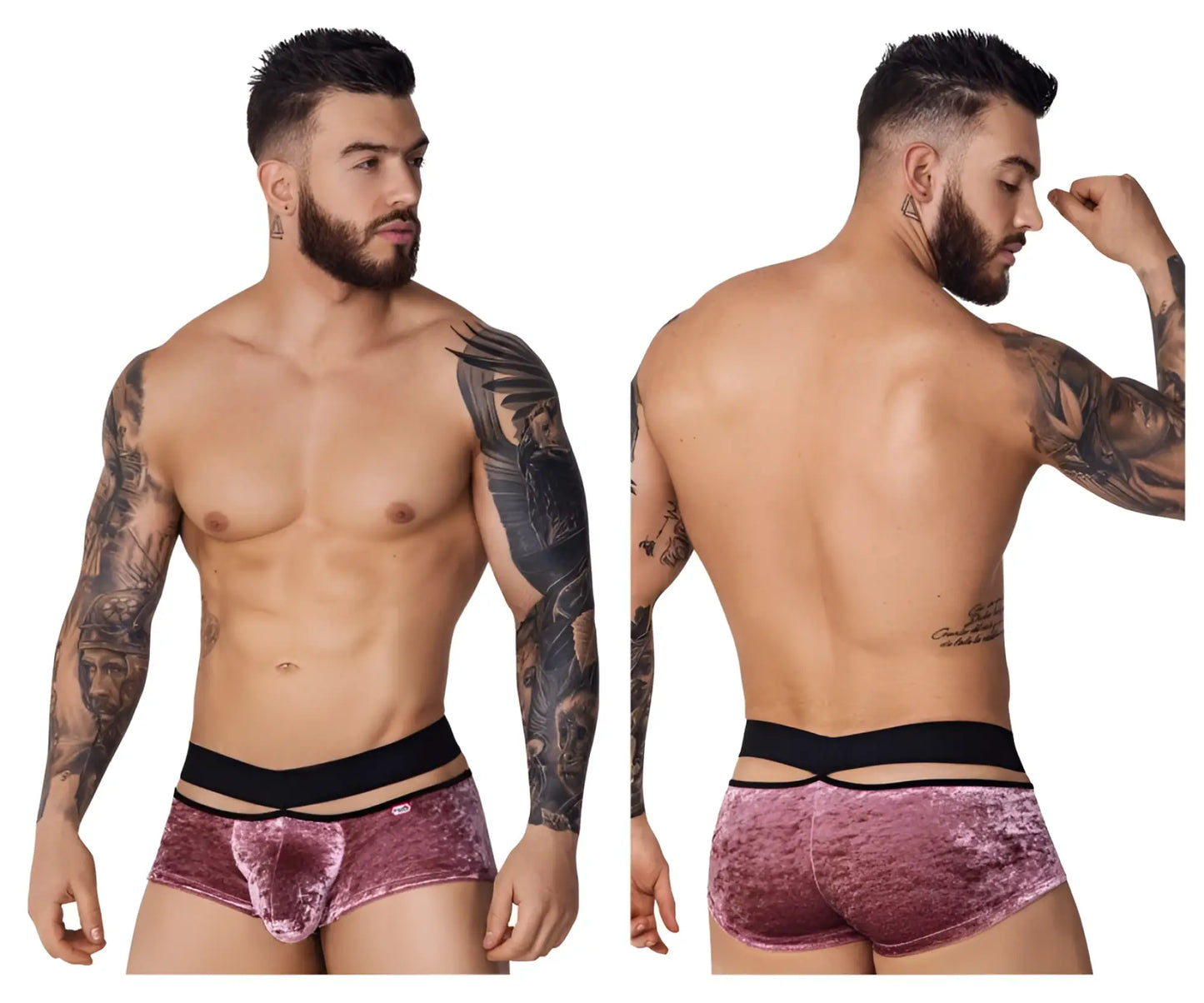 Velvet pink Pikante PIK 1096 Clandestine trunks with black elastic waistband in a soft velvet material