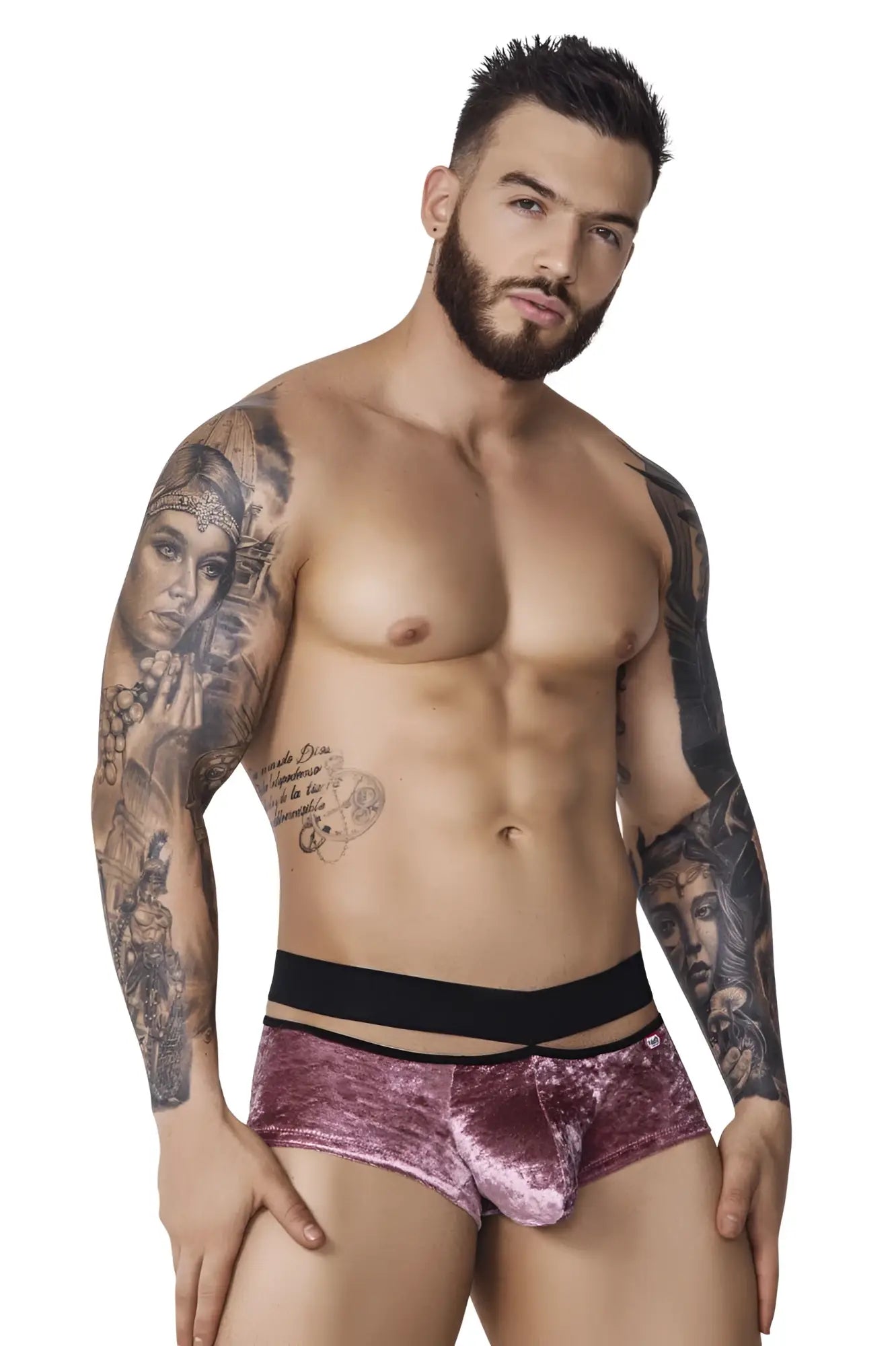 Pink velvet briefs with black elastic waistband pikante pik 1096 clandestine velvet trunks color pink