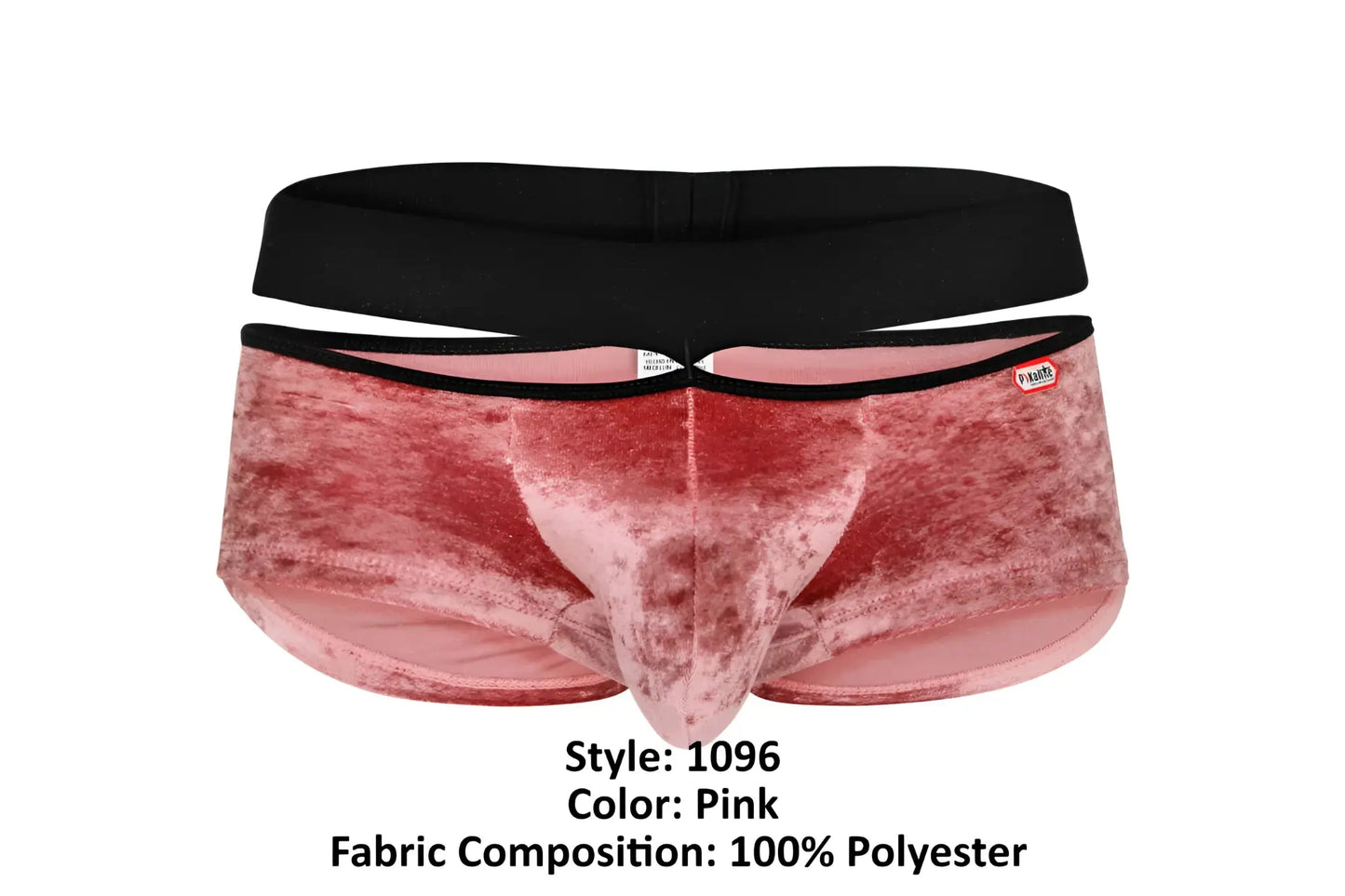 Pink velvet men’s briefs with black elastic waistband pikante pik 1096 clandestine velvet trunks color pink