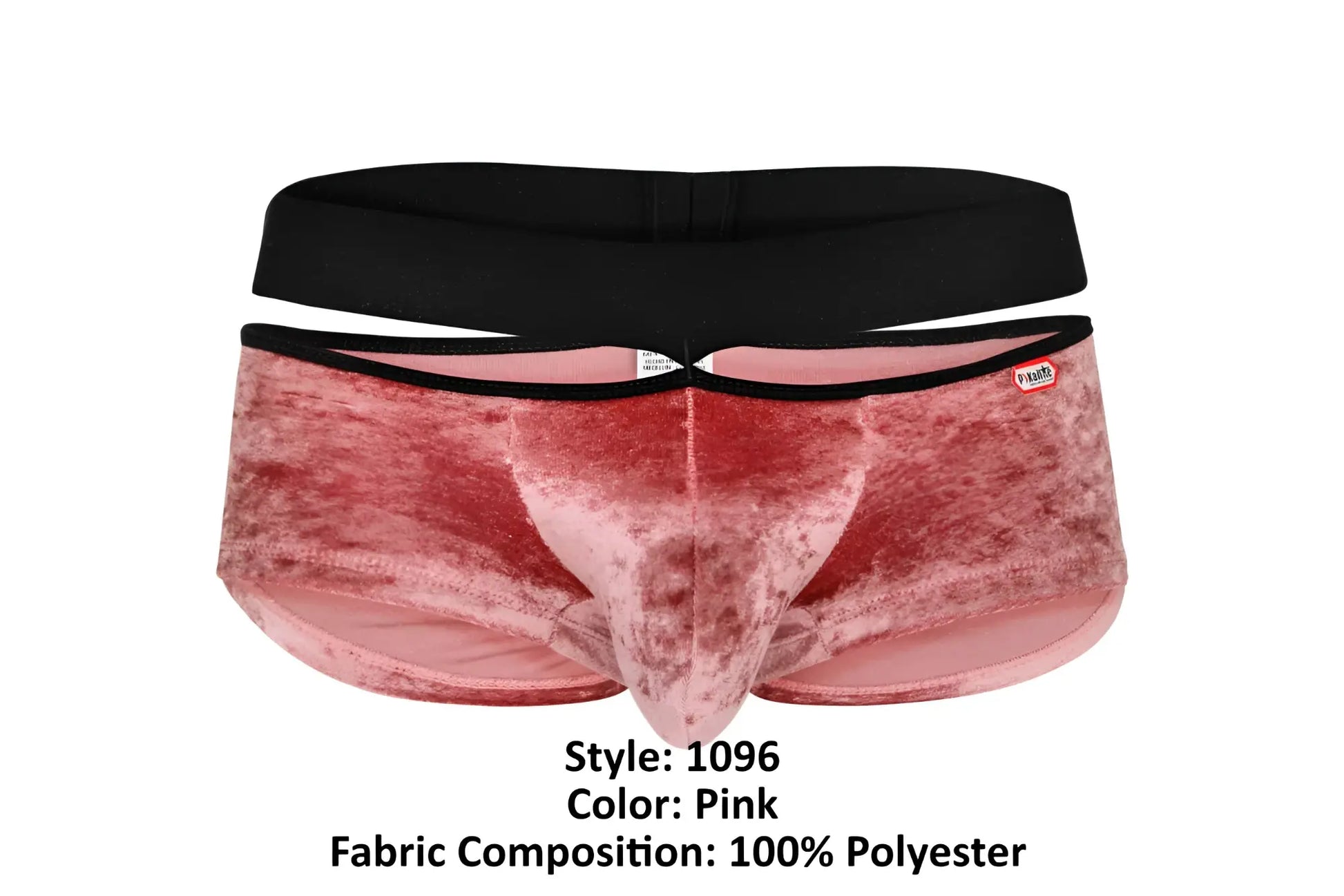 Pink velvet men’s briefs with black elastic waistband pikante pik 1096 clandestine velvet trunks color pink