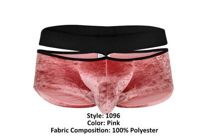 Pink velvet men’s briefs with black elastic waistband pikante pik 1096 clandestine velvet trunks color pink