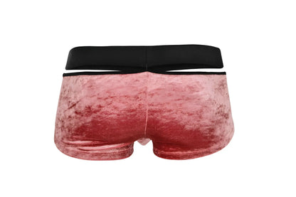 Pink velvet shorts with black elastic waistband pikante pik 1096 clandestine velvet trunks color pink