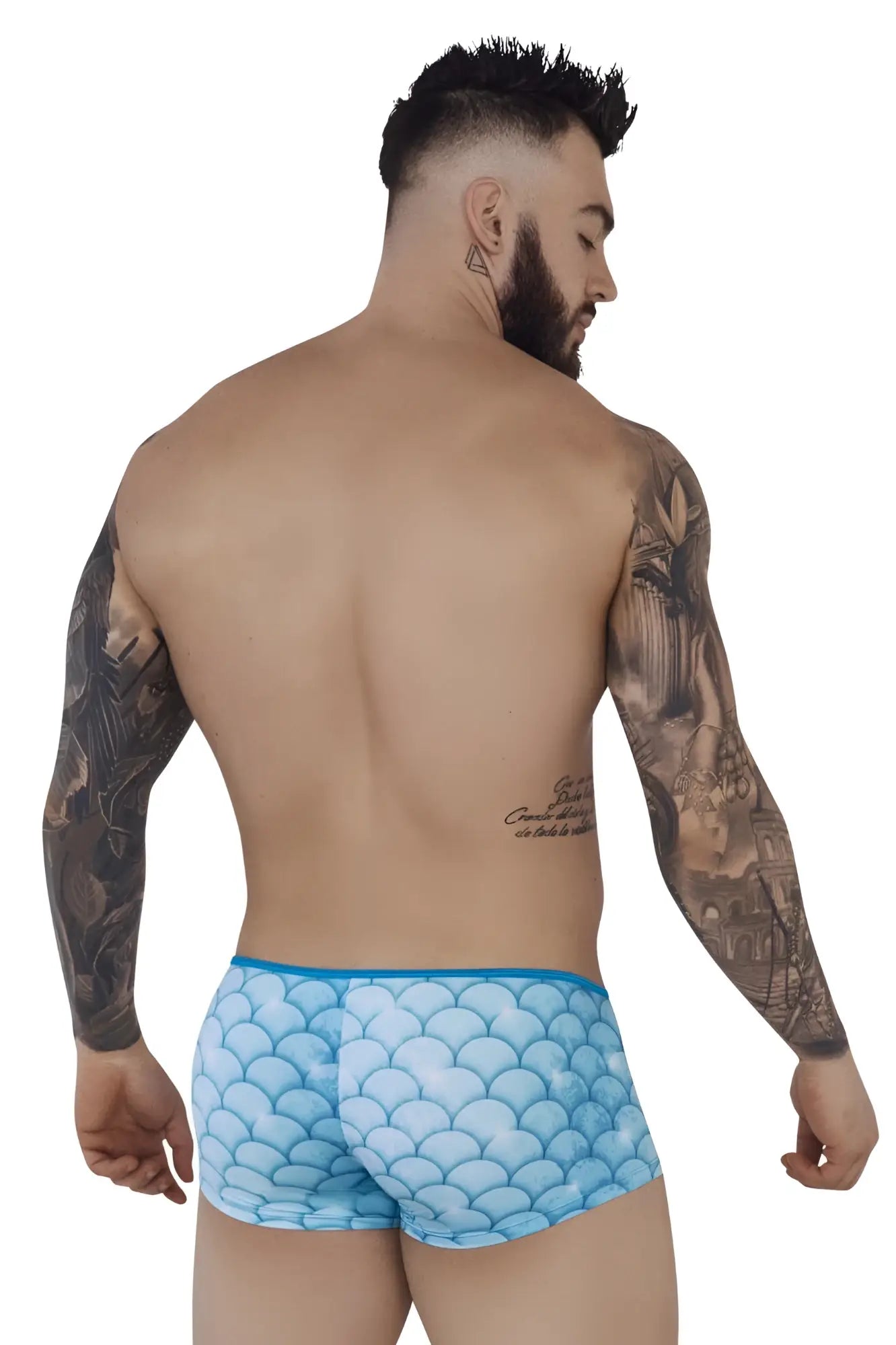 Blue pikante roskilde trunks briefs with mermaid-scale pattern in soft fabric for comfortable everyday wear