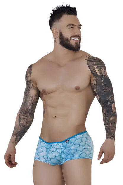Pikante pik 1268 roskilde trunks blue men’s briefs with blue mermaid-scale pattern for comfortable wear