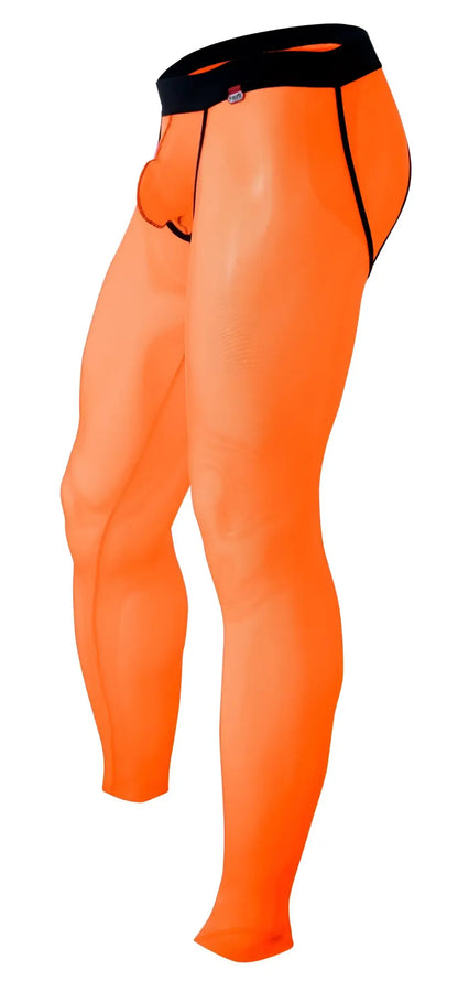 Bright orange pikante pik 1271 sonar athletic pants with form-fitting compression fabric and black waistband detailing