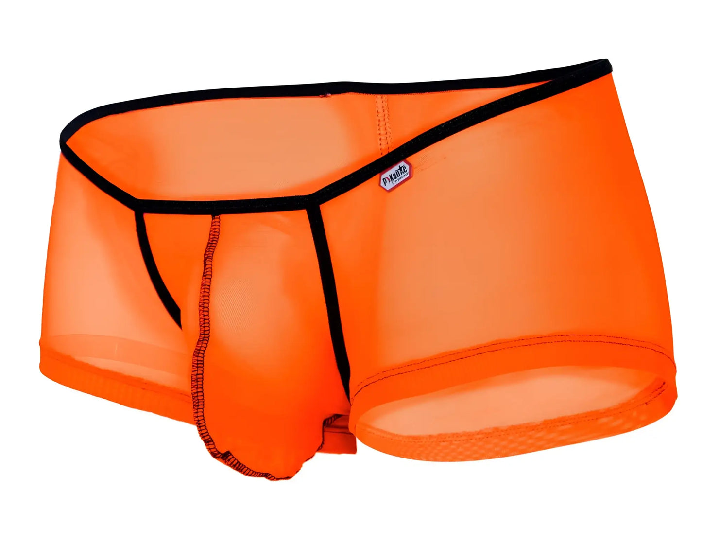Pikante pik 1273 sonar bright orange mesh briefs with black trim and small brand tag for comfortable wear