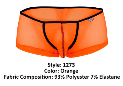 Bright orange sheer pikante PIK 1273 sonar briefs with black trim and central seam for stylish underwear choices