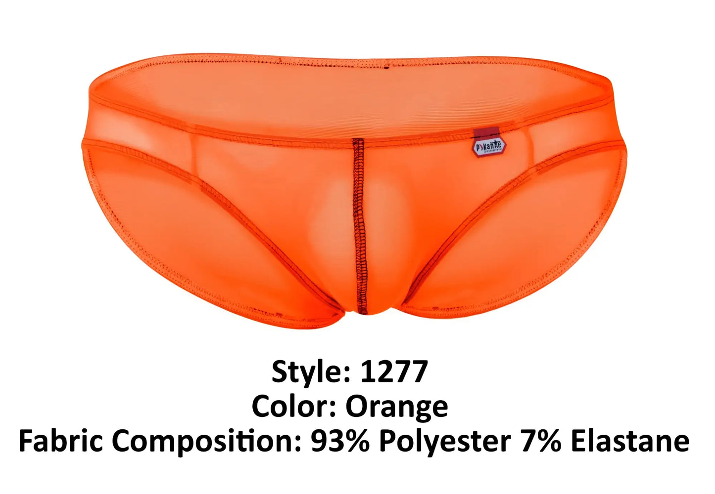 Bright orange mesh briefs pikante pik 1277 sonar briefs with sleek form fitting design and subtle stitching details
