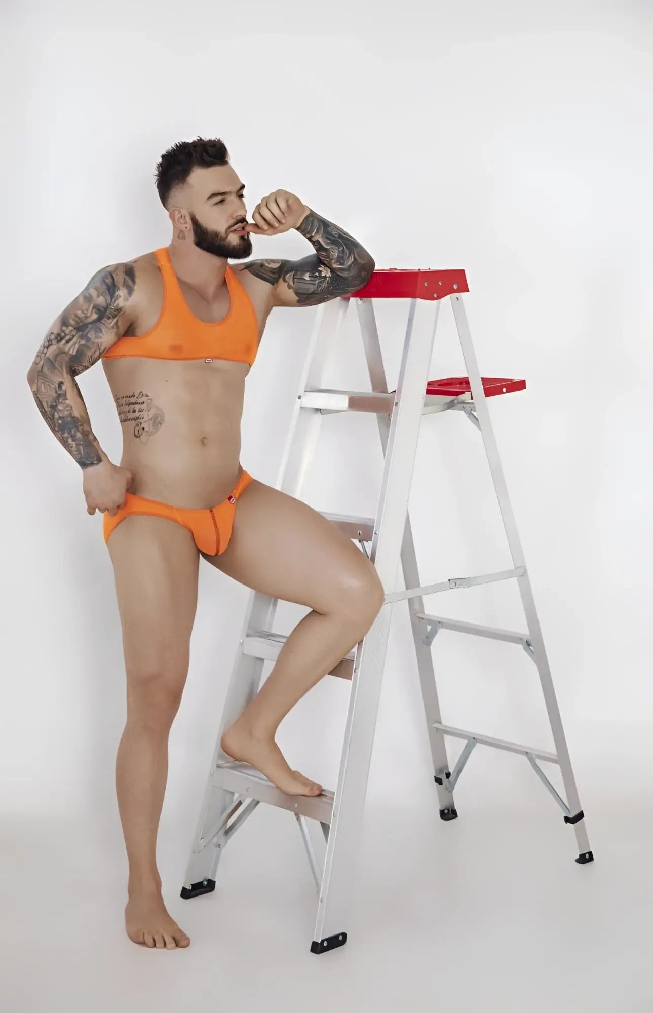 Orange two-piece swimwear set pikante pik 1277 sonar briefs in vibrant orange featuring a sleek brief design