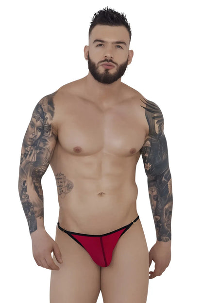 Red thong with black trim from pikante pik 1279 sonar thongs featuring a sleek and minimal design