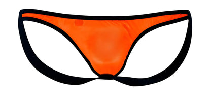 Bright orange mesh thong with black trim pikante pik 1280 sonar jockstrap front view