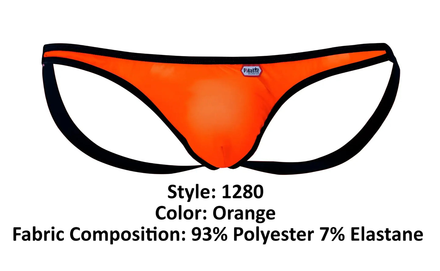 Bright orange pikante PIK 1280 sonar jockstrap with black trim made of 93 polyester and 7 elastane