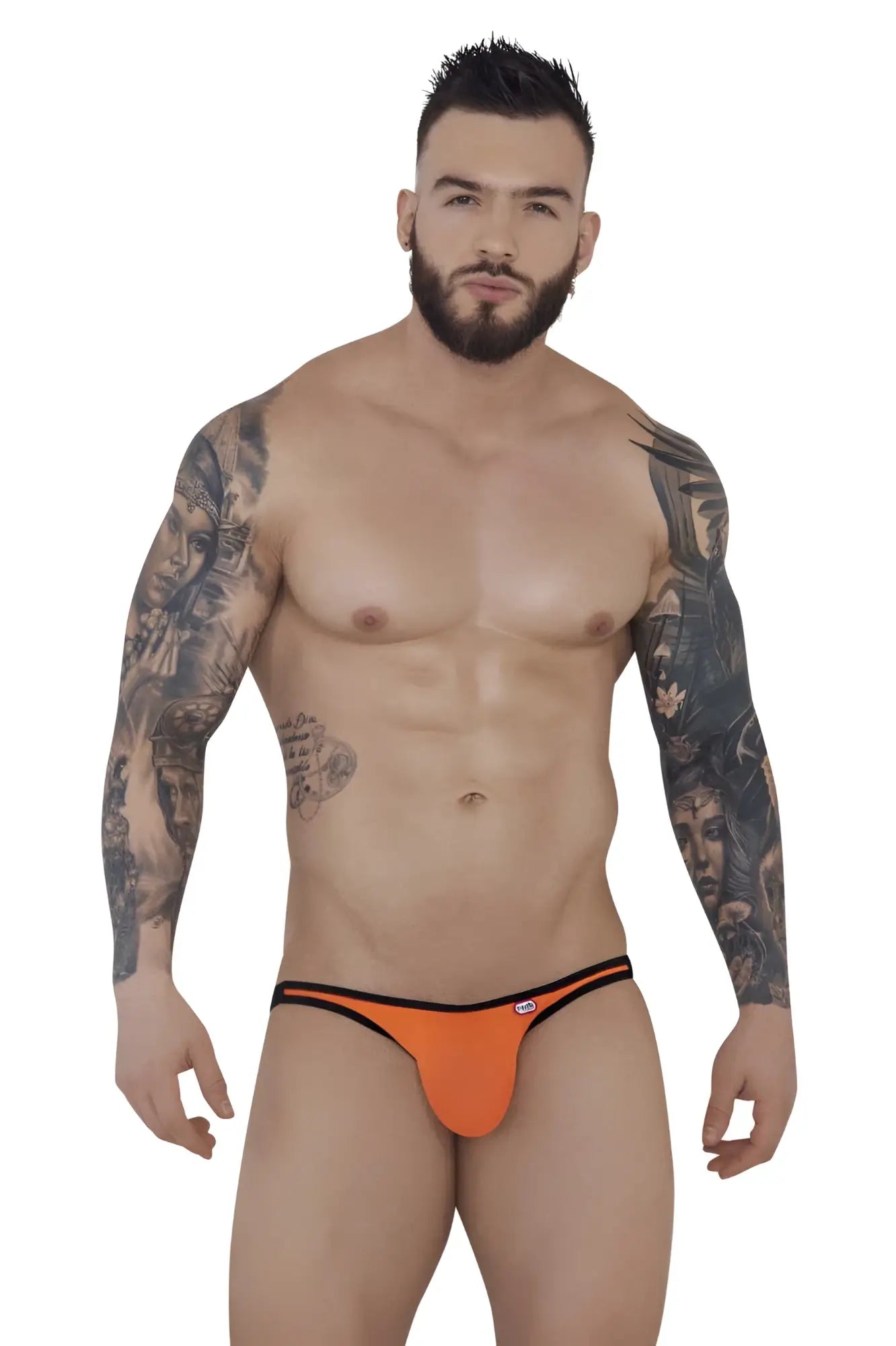 Orange thong with black trim from pikante pik 1280 sonar jockstrap collection designed for comfort and style