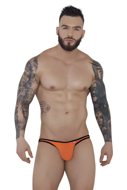 Orange thong with black trim from pikante pik 1280 sonar jockstrap collection designed for comfort and style