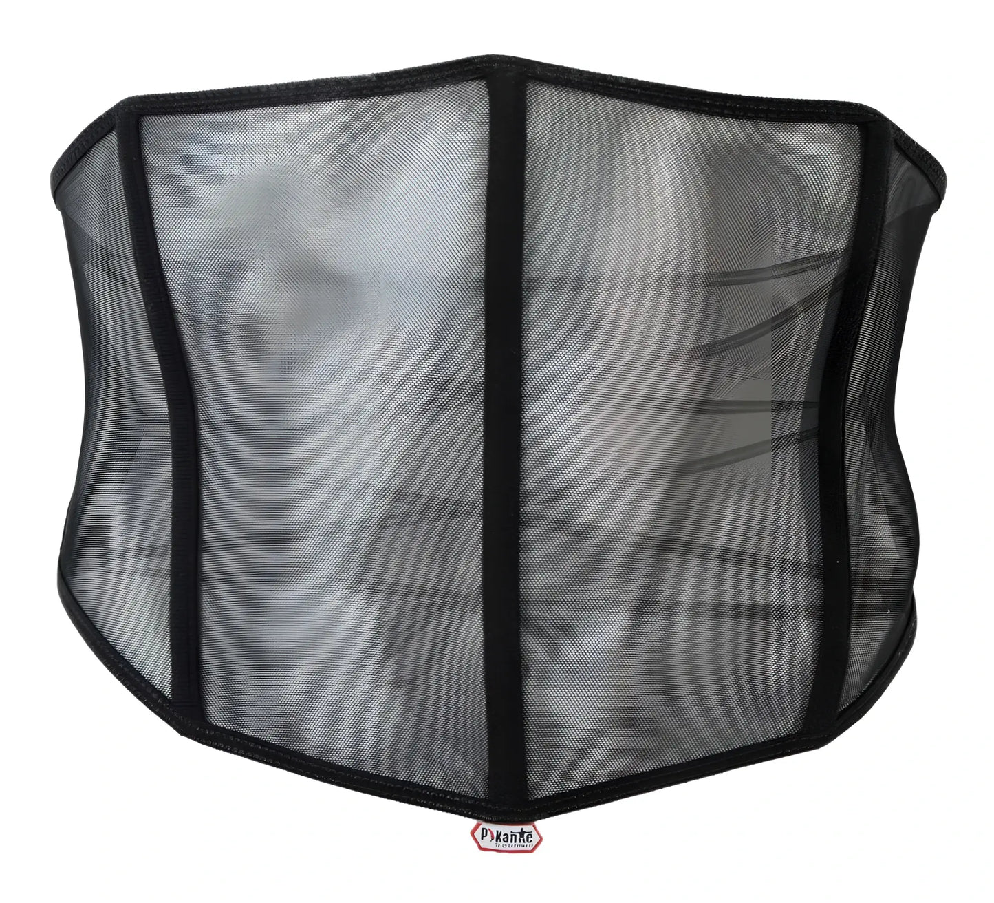 Black mesh pikante PIK 1288 mutek corset with reinforced vertical seams and a subtle sheen