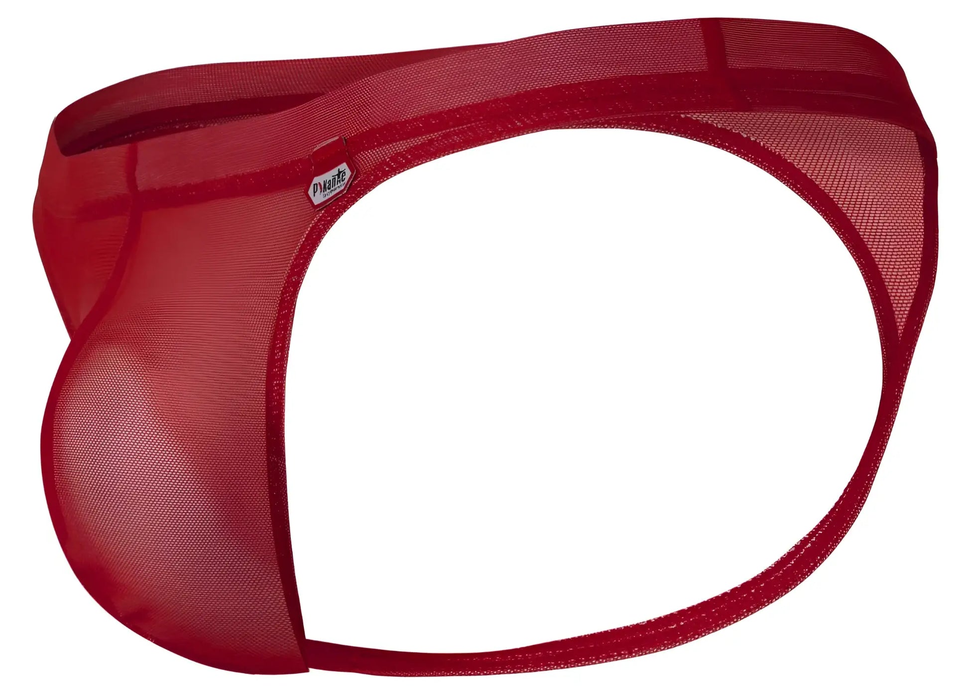 Pikante PIK 1823 luxury red thong with red mesh material, solid elastic waistband, and reinforced seams