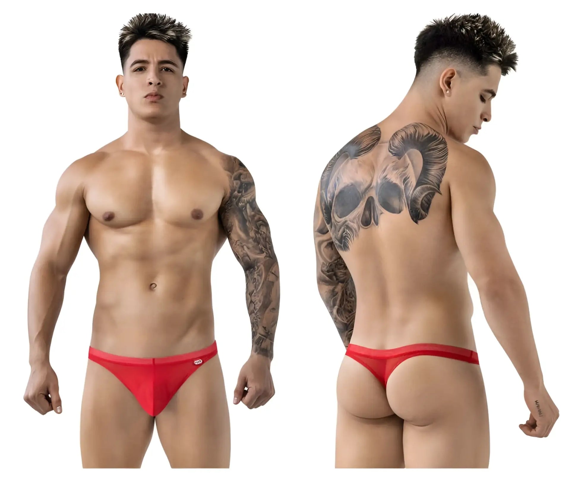 Red pikante pike 1823 luxury thong briefs featuring a small logo on the side in smooth fabric