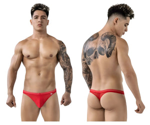 Red pikante pike 1823 luxury thong briefs featuring a small logo on the side in smooth fabric