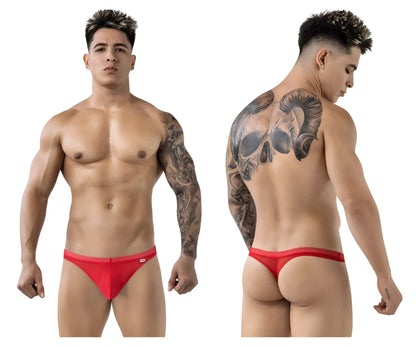 Red pikante pike 1823 luxury thong briefs featuring a small logo on the side in smooth fabric