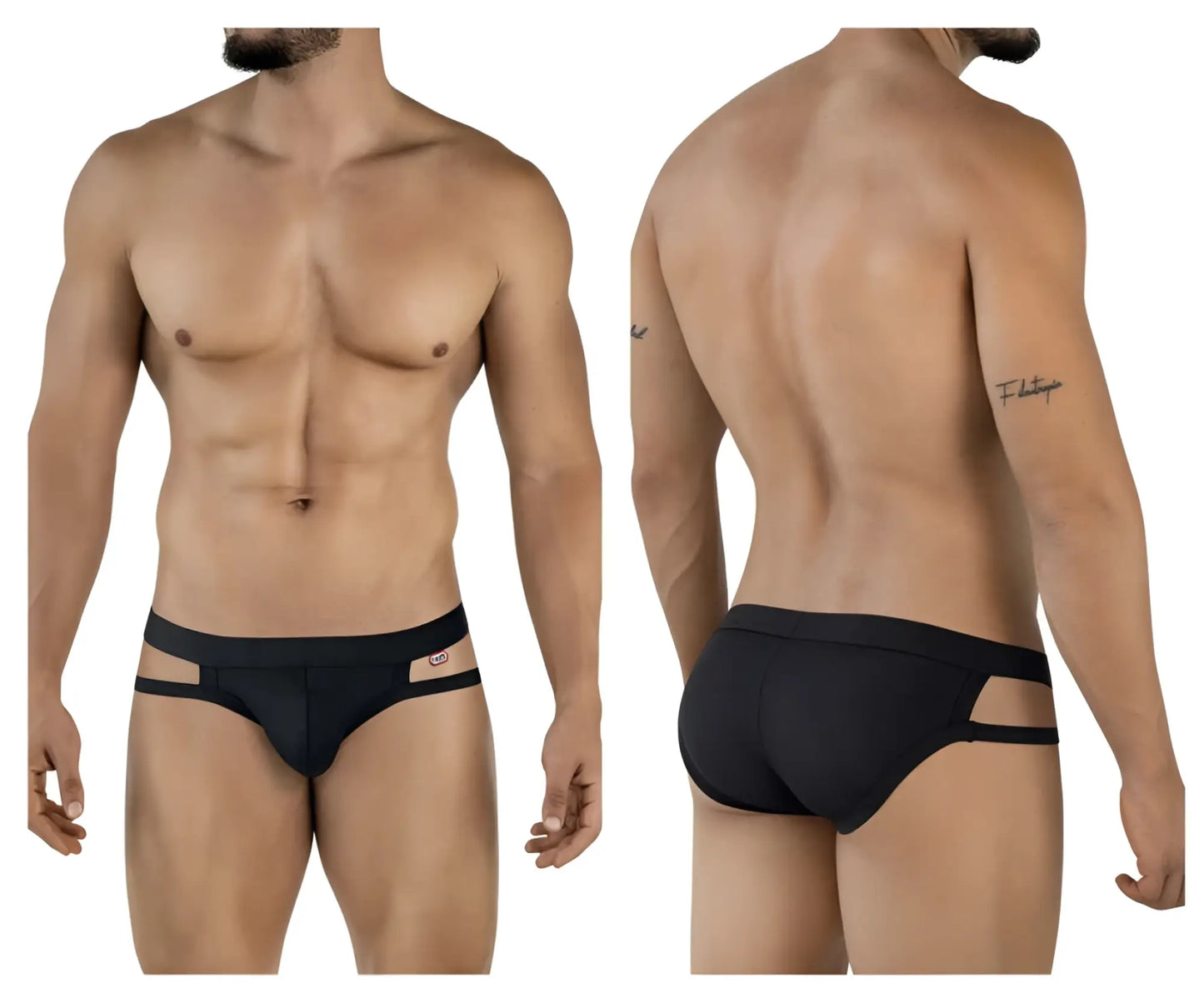 Black pikante pik 2114 lenox briefs with sleek form-fitting design and distinctive side cutouts in black color
