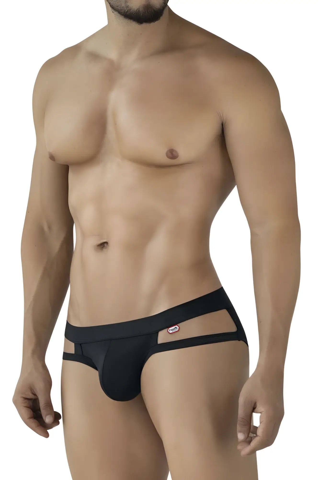 Black Pikante PIK 2114 Lenox briefs with sleek form-fitting design and side cutout details in black