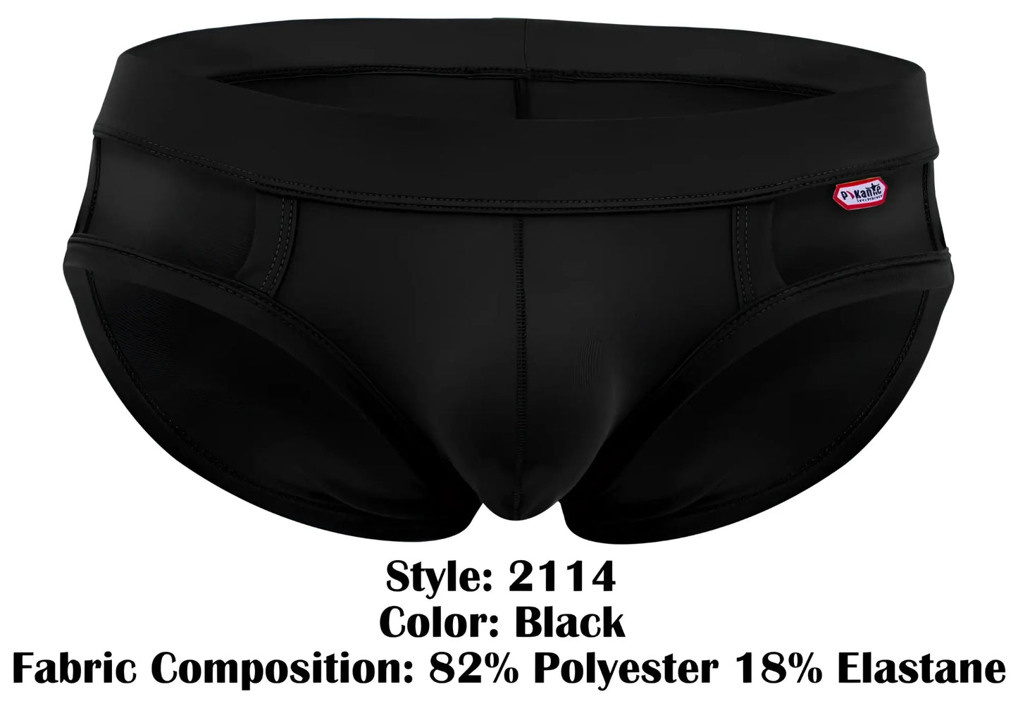 Black Pikante PIK 2114 Lenox briefs made from 82% polyester and 18% elastane shown from the back side