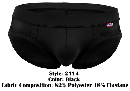 Black Pikante PIK 2114 Lenox briefs made from 82% polyester and 18% elastane shown from the back side