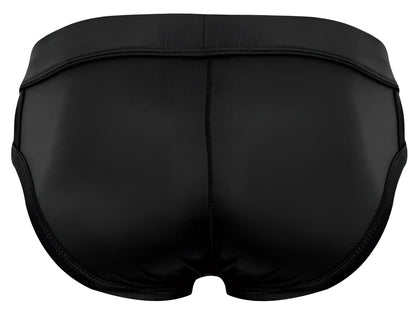 Pikante pik 2114 lenox briefs black swim trunks with smooth glossy finish and reinforced stitching along seams