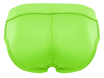 Bright lime green pikante PIK 2114 Lenox briefs swim trunks with smooth stretchy fabric and clean waistband stitching