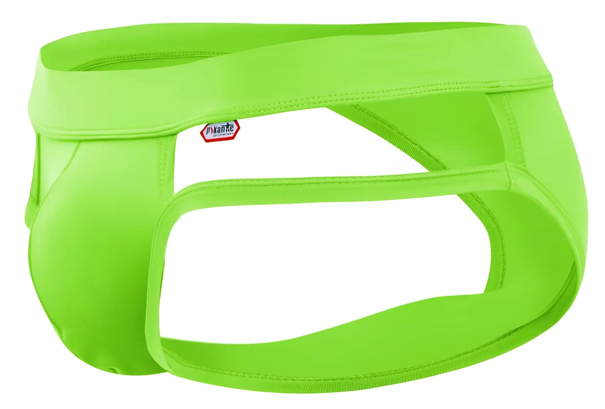 Bright neon green pikante pike 2114 lenox briefs with a sleek form fitting design and visible brand tag