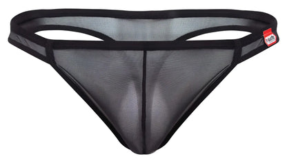 Black mesh thong with solid black elastic waistband and trim from pikante pik 2115 amusing thongs collection