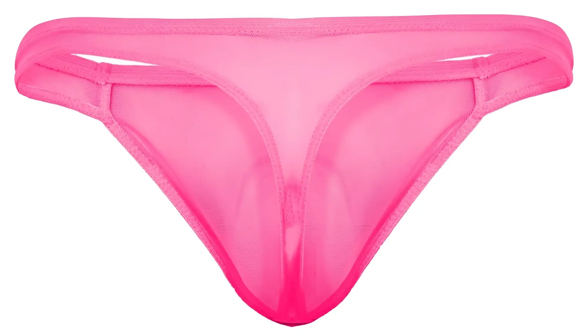 A vibrant pink sheer mesh thong with smooth translucent fabric and reinforced edges pikante PIK 2115 amusing thongs