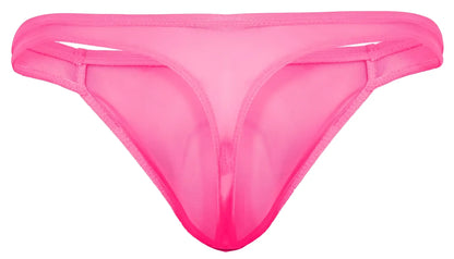 A vibrant pink sheer mesh thong with smooth translucent fabric and reinforced edges pikante PIK 2115 amusing thongs