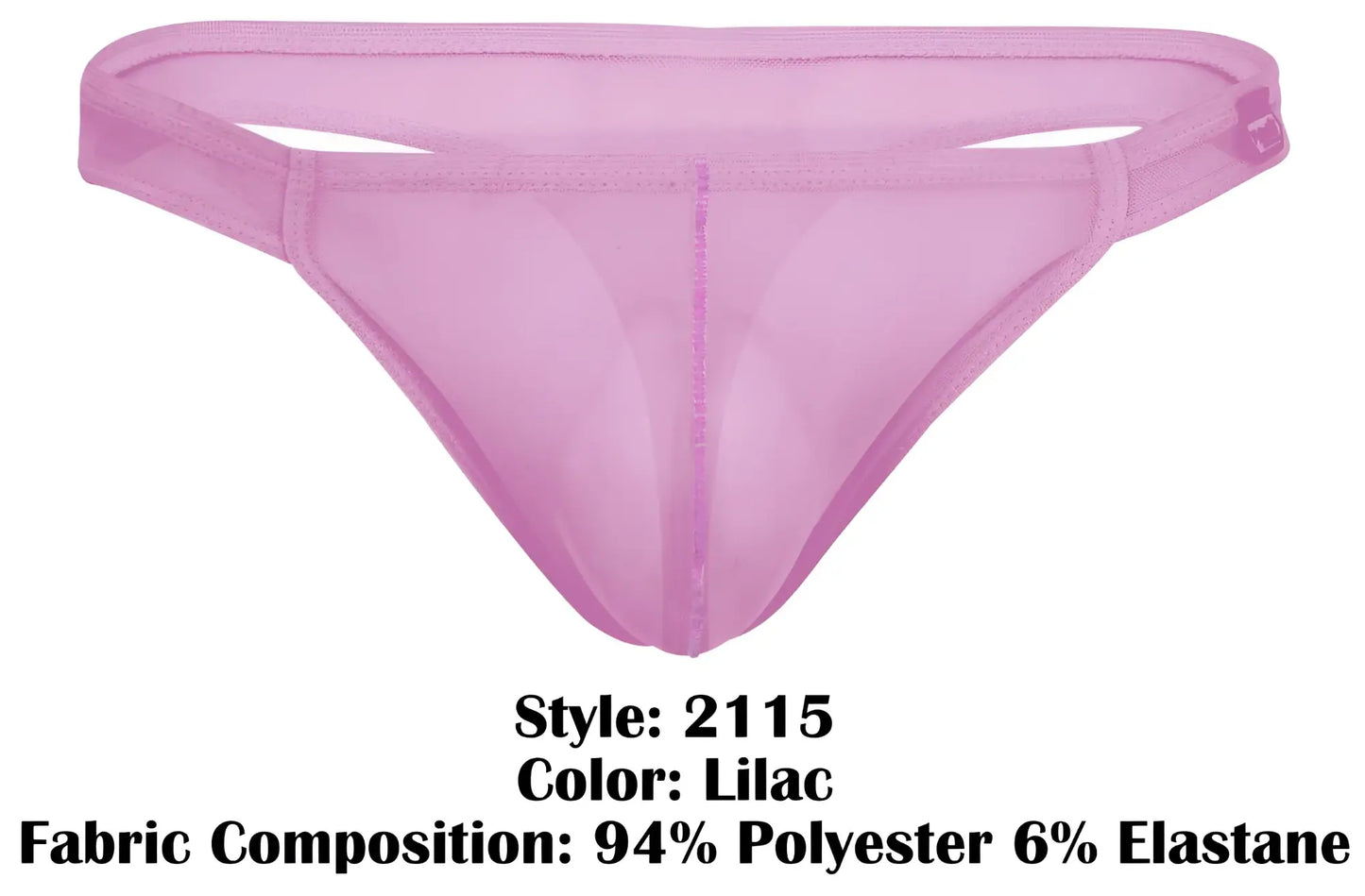 Lilac-colored sheer mesh thong made from 94 polyester 6 elastane by Pikante PIK 2115 Amusing Thongs