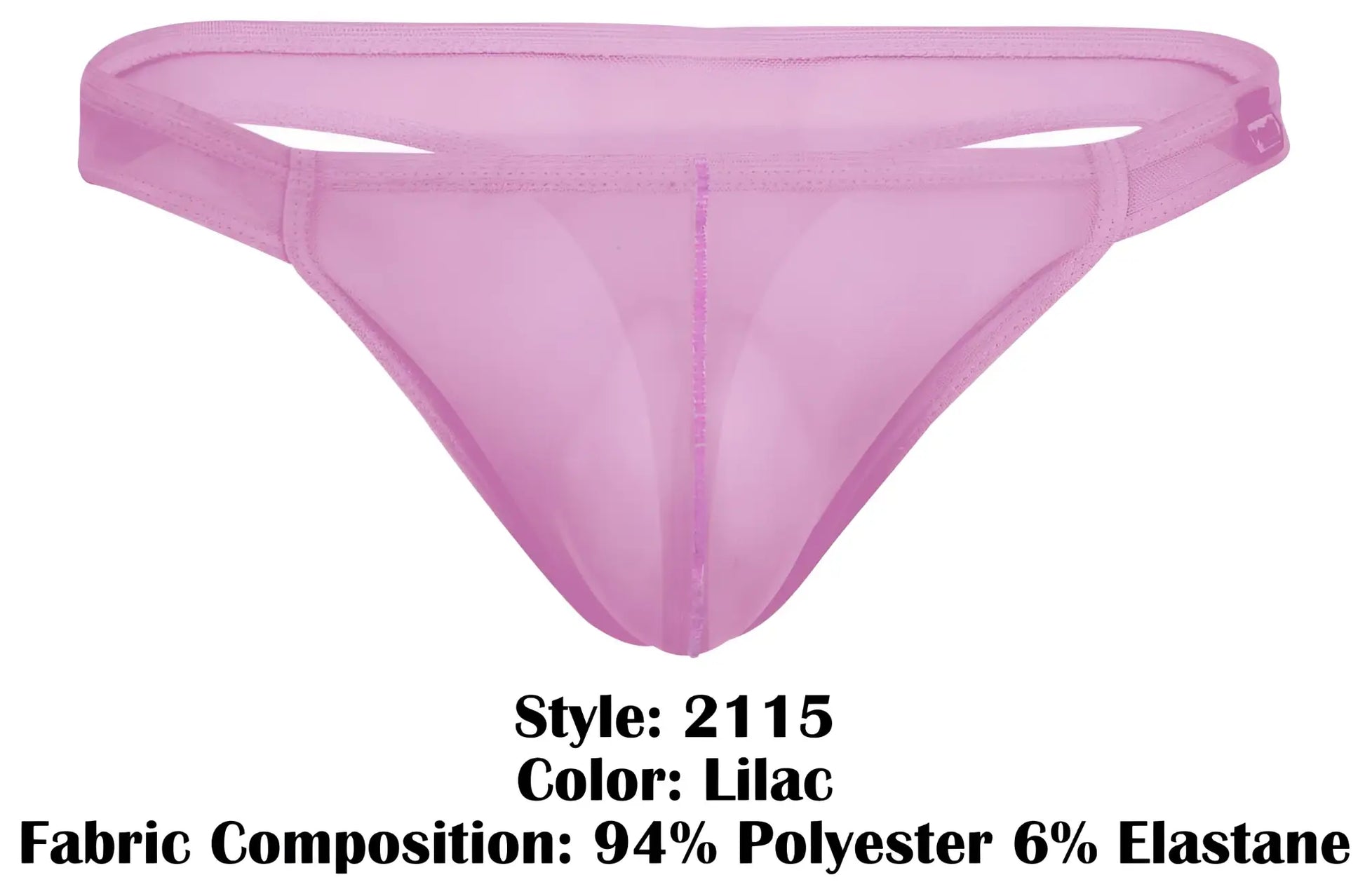 Lilac-colored sheer mesh thong made from 94 polyester 6 elastane by Pikante PIK 2115 Amusing Thongs