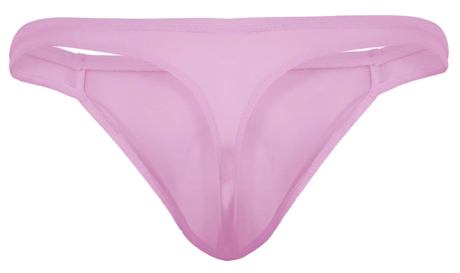A soft pink sheer mesh thong with smooth stretchy fabric and minimalist design pikante PIK 2115 amusing thongs