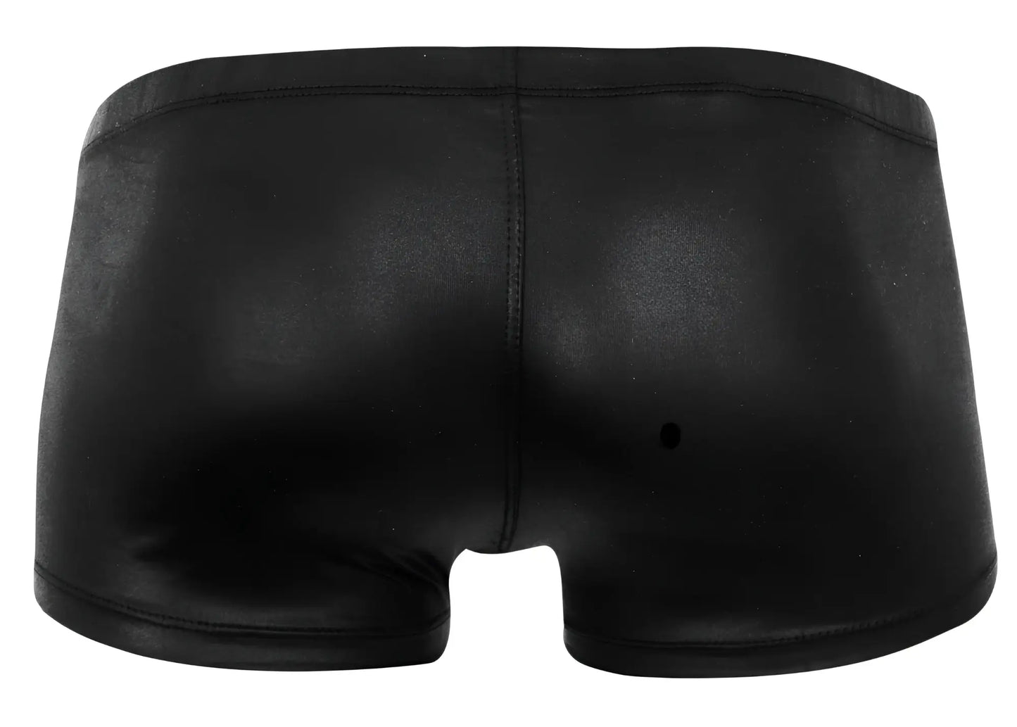 Black shiny faux leather briefs pikante pik 2116 candy trunks in black showing front side design