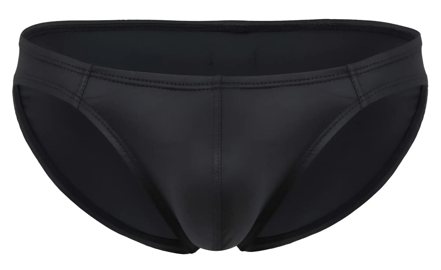 Black pikante pik 2117 candy briefs swim trunks with sleek glossy finish and reinforced seam stitching