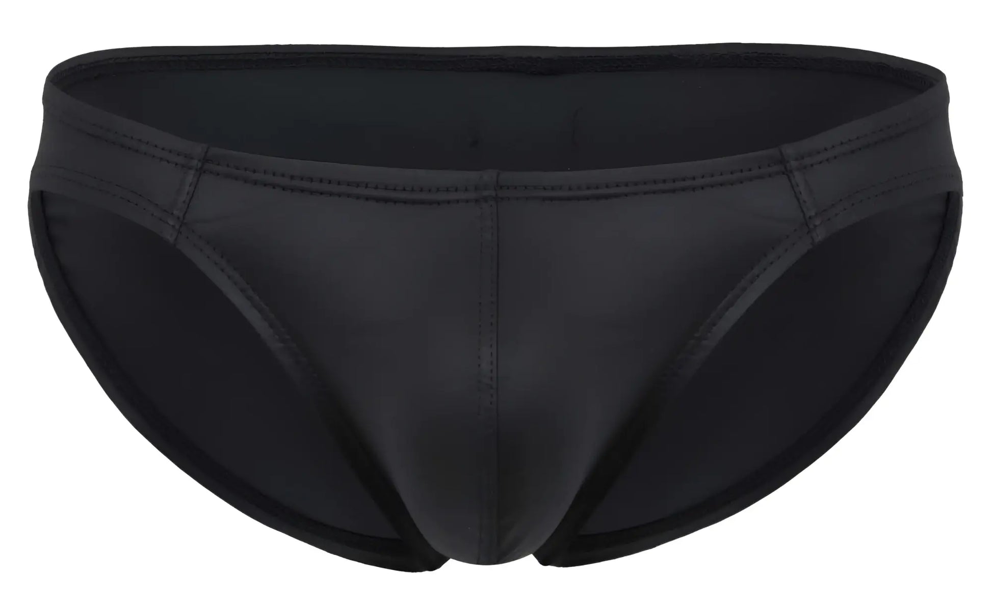 Black pikante pik 2117 candy briefs swim trunks with sleek glossy finish and reinforced seam stitching