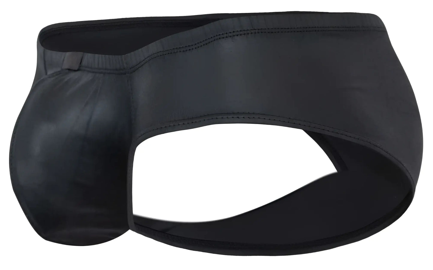 Black faux leather briefs pikante pIK 2118 candy briefs with smooth glossy finish and reinforced waistband stitching