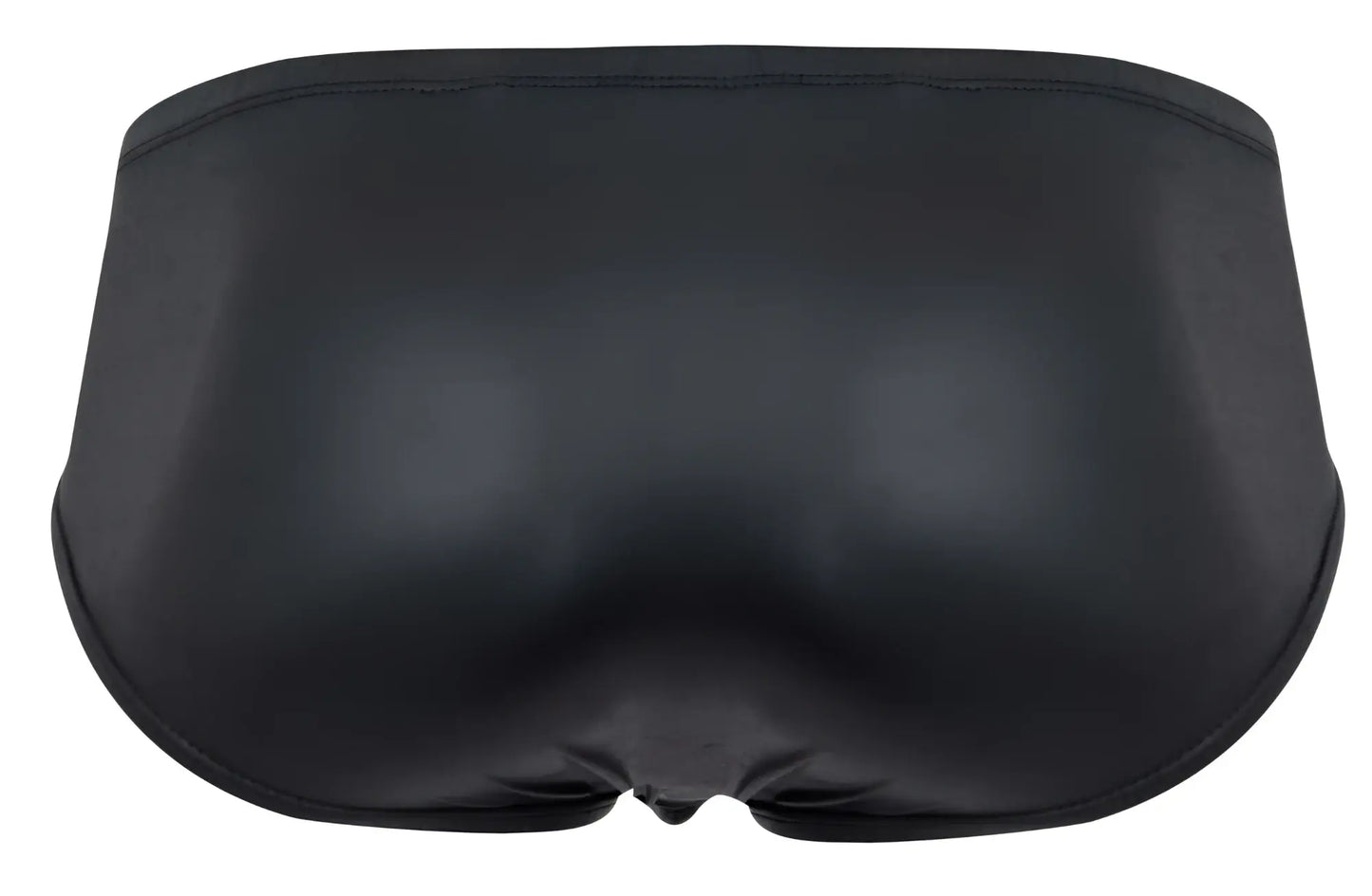 Black glossy finish pikante pik 2118 candy briefs swim trunks with smooth form fitting design visible from front side