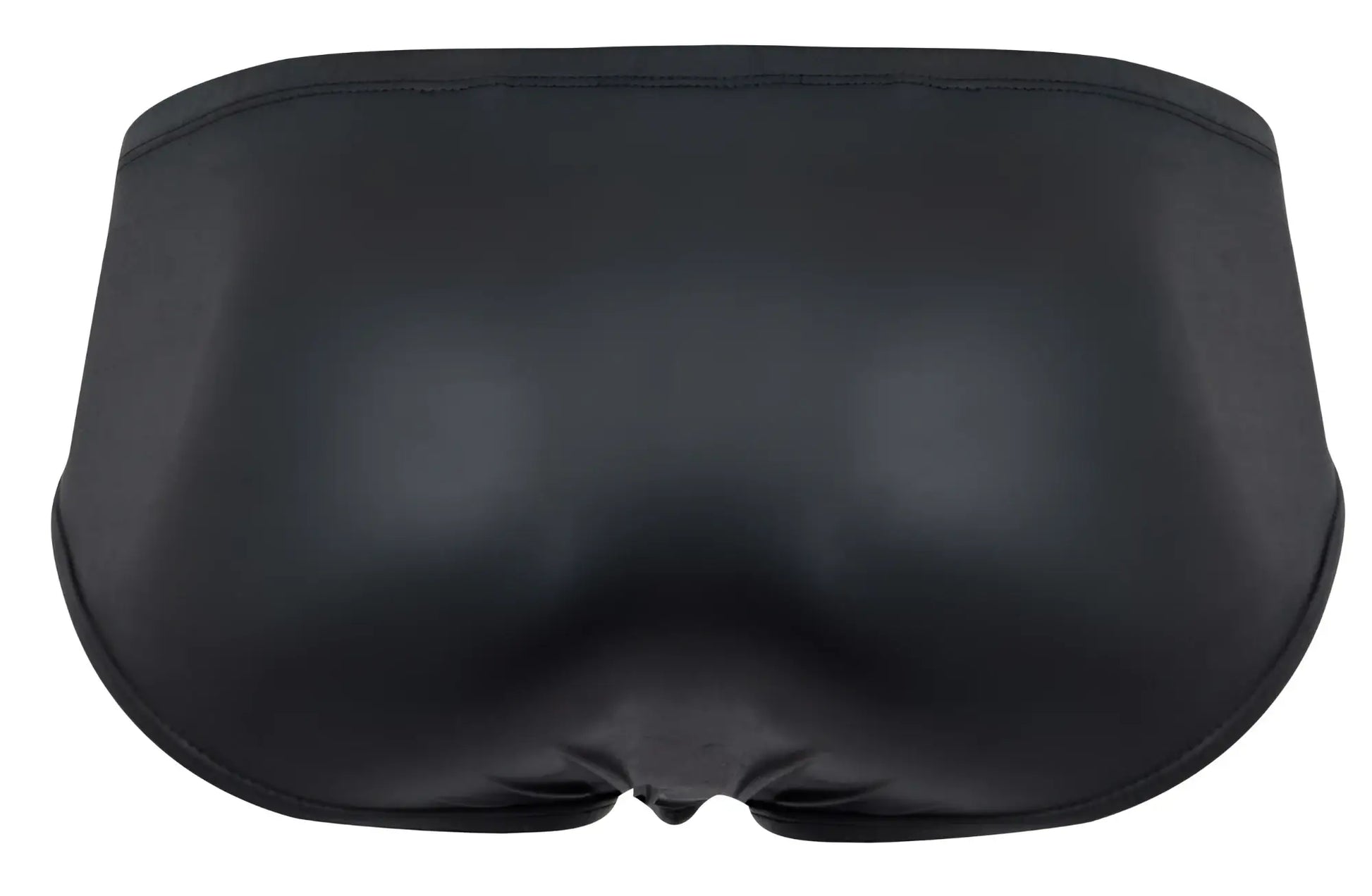 Black glossy finish pikante pik 2118 candy briefs swim trunks with smooth form fitting design visible from front side